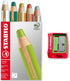 STABILO Multi-talented Pencil woody 3-in-1 - Box of 5 - Red, Dark Green, White, Silver & Gold + Sharpener...