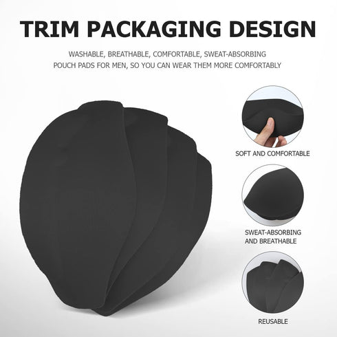 3D Men Enlarge Front Pad, 4 PCS Thickened Sponge Cushion Swim Trunks Cup Crotch Pad - Protection Sponge Enhancement Cup Pouch Pad(Black)...