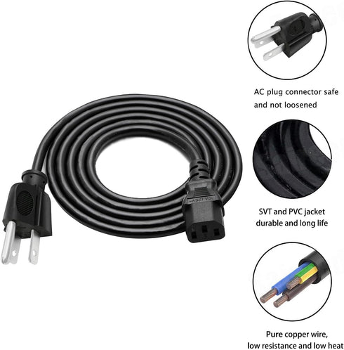 3 prong Power Cord Replacement for KRK Rokit 5 6 8 RP6G3-NA RP5G2 RP6G2 RPG2 RP8G2 VXT8 VXT6 VXT4 Studio Monitor Subwoofer Power Cord 8ft IEC C13 ...