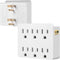 6 Outlet Wall Adapter, FiiMan UL Listed 3-Prong Grounded Outlet to The Side, Wall Plug Side Access Adapter, 6 Way Outlet Extender Tap, White (1 Pa...