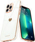 Teageo for iPhone 13 Pro Case for Women Girl, Cute Love-Heart Luxury Bling Plating Soft Back Cover, Raised Full Camera Protection Bumper, Silicone...