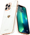 Teageo for iPhone 13 Pro Max Case for Women Girl Cute Love-Heart Luxury Bling Plating Soft Back Cover Raised Camera Protection Bumper Silicone Sho...
