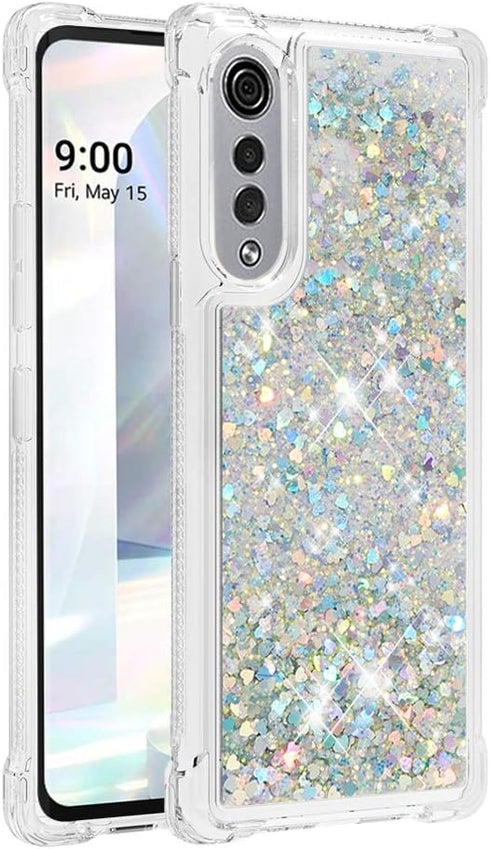Fit for LG Velvet 5G Fashion Cute Phone Case,Quicksand Flowing Glitter Bling Flowing Liquid Floating Shiny Sparkle Soft TPU Protective Girls Women...