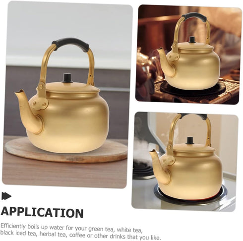 Vintage Aluminum Kettle Metal Water Boiler Water Heating Kettle Aluminum Teakettle Boiling Kettle Teakettle Teapot Small Teapot Metal Boiler Tea K...