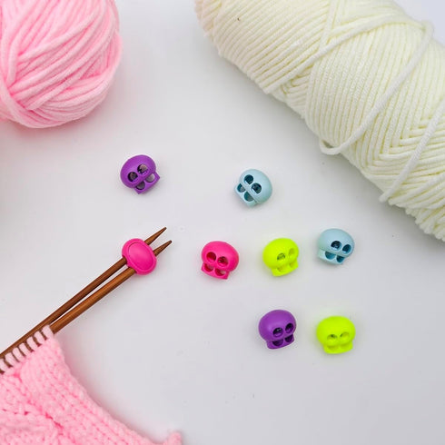 MAGNEECH 8 Pcs Colorful Knitting Needle Stoppers, Double Hole Needle Point Protectors, Knitting Stitch Stoppers, Needle Caps and Huggers - Essenti...