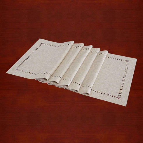 Grelucgo Handmade Hemstitched Polyester Rectangle Table Runners and Dresser Scarves, Beige 14x54 inch...