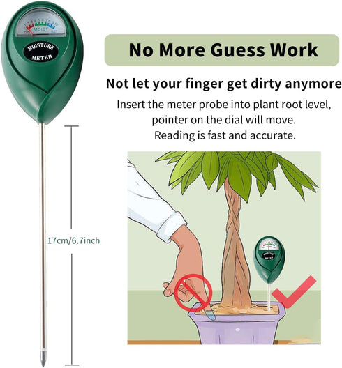 Soil Moisture Meter, 2 Pack Plant Water Meter Soil Meter Moisture Sensor Hygrometer for Indoor Outdoor Plant Care,No Battery Needed(Green + Black)...