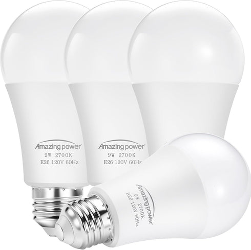 Dusk to Dawn Light Bulbs, Sensor E26 LED Bulb 9W (60W Equivalent), 825LM, 2700K Soft White, Auto On/Off light bulbs for Outdoor Lighting, 4-Pack...