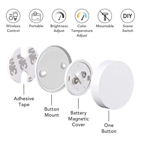OREiN Smart Light Bulbs Mini Switch Remote Button Control, Exclusive for Aidot Smart Light Bulbs, Dimmer Switch, Wire-Free, Bluetooth Light Switch...