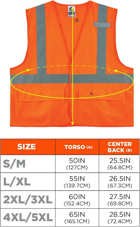 Ergodyne Unisex - H+l Class 2 Standard Solid Vest H L, Hook & Loop Orange, 4X-Large-5X-Large US...