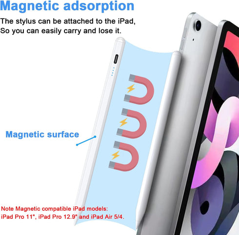 Stylus Pen for iPad 9th&10th - Type-c Charging Pencil for iPad Palm Rejection Active Pen Compatible with?2018-2023? Apple iPad 6/7/8/9/10?iPad Air...
