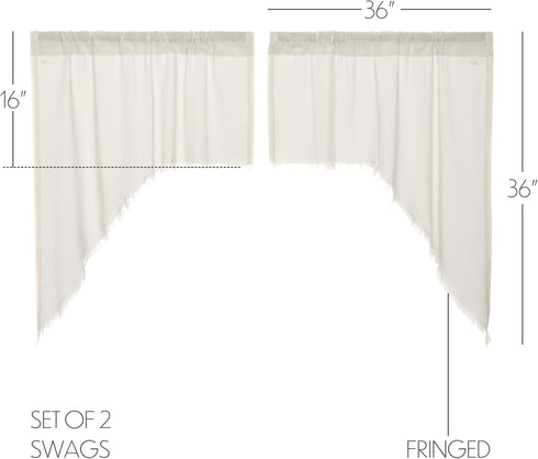 VHC Brands Tobacco Cloth Fringed Farmhouse Decor Kitchen Swag Prairie Panels Door Window Tier Set Curtains for Kitchen Bedroom Bathroom Living Roo...