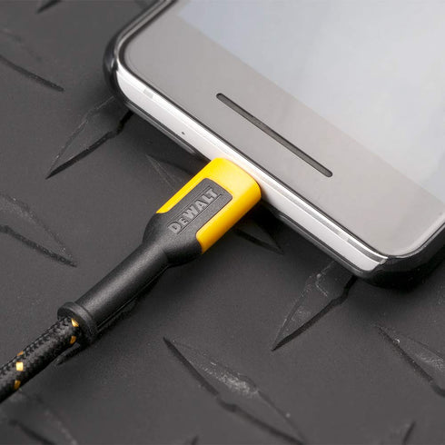 DEWALT Micro-USB to USB Cable — Reinforced Braided Micro-USB Cable — USB to Micro-USB Cable — Charger Cord Compatible with Android — Android Compa...