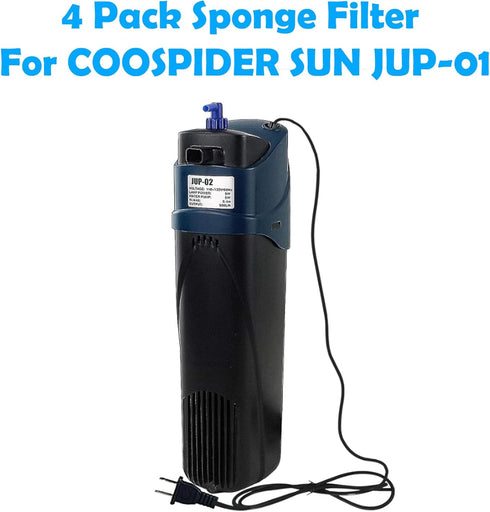 COOSPIDER JUP-02 Aquarium Filter Replacment Filters Sponge 4 Pack SUN JUP02...