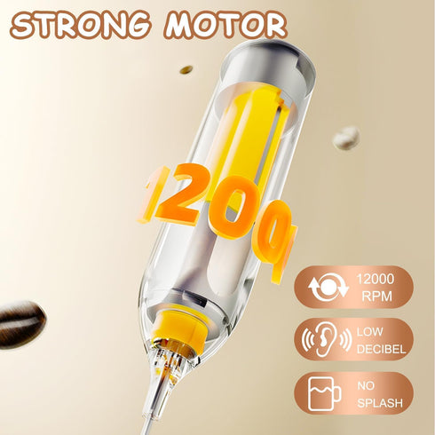 Handheld with Stainless Steel Stand USB-charging Foam Maker, DOUBLE WHISK Mini Blender and Electric Mixer Coffee Frother (Black)...