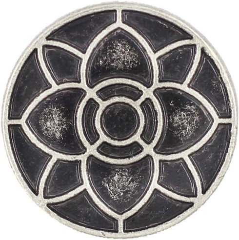 Bezelry 12 Pieces Lotus Blossom Metal Shank Buttons. 20mm (3/4 inch) (Antique Silver)...