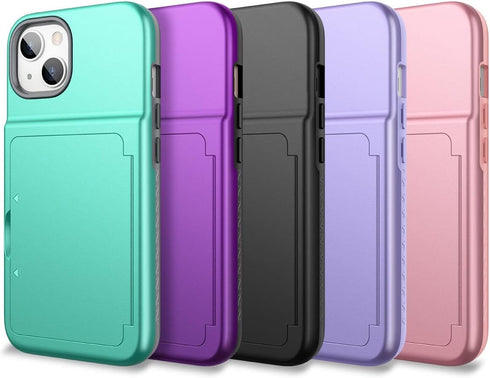 WeLoveCase for iPhone 13 / iPhone 14 Wallet Case with Credit Card Holder & Hidden Mirror, Two Layer Shockproof Heavy Duty Protection Cover Protect...