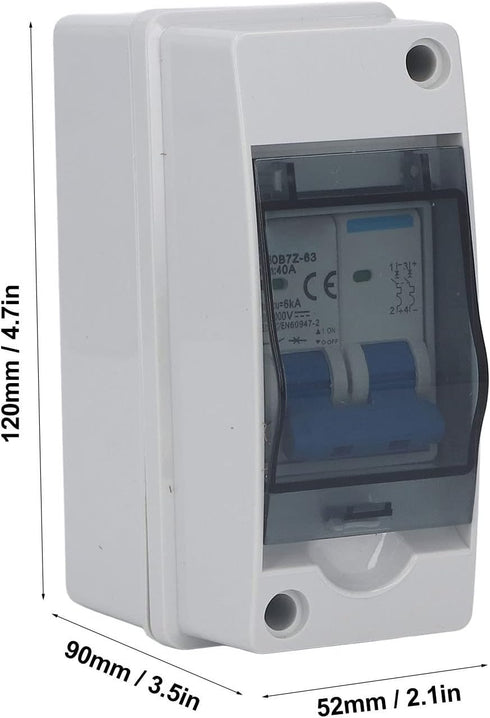 DC Disconnect Switch, 1000V 40A Protective Transparent Cover Miniature Circuit Breaker with IP65 Distribution Box for Home RV Photovoltaic Solar P...