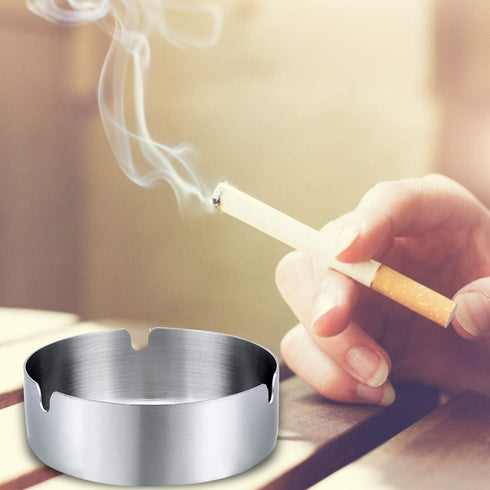 Pack of 3 Cigar Ashtray Tabletop Round Stainless Steel Ash Tray Suitable for Cigarette Ash Holder for Home...