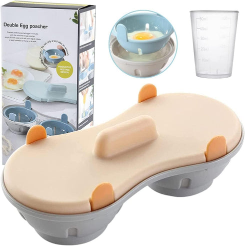 Microwave Egg Poacher, Poached Egg Cooker with Measure Cup, Dishwasher Safe BPA Free, Egg Maker Poached Egg Steamer Kitchen Gadget Mother Day Gift...