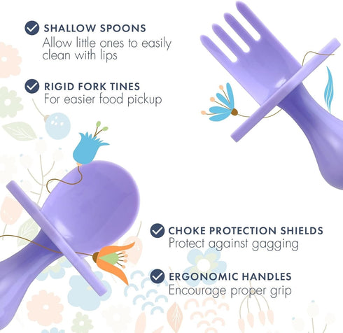 Nooli Toddler Utensils Toddler Eating Supplies Toddler Forks Silicone Baby Spoon, BPA Phthalates-Free, Dishwasher and Sterilizer Safe, Lavendar...