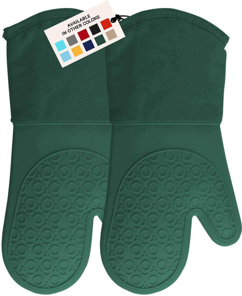 BPA-Free Silicone Oven Mitts Ultra Heat Resistant up to 500°F - Oven Mitts with Thick Cotton Liner - Long Slip Resistant Pot Holders, Flexible Ove...