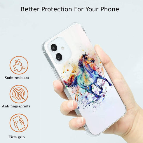 Colorful Horse Case Compatible with iPhone 11, Horse Art Pattern Silicone Shockproof TPU Bumper Anti-scratch Protective Cover Case for iPhone 11...