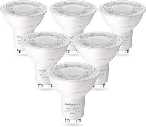 SHINESTAR 6-Pack GU10 LED Bulb, 5.5W (50W Equivalent), Dimmable Recessed Light Bulbs, 5000K Daylight White, 500LM, GU10 Base...
