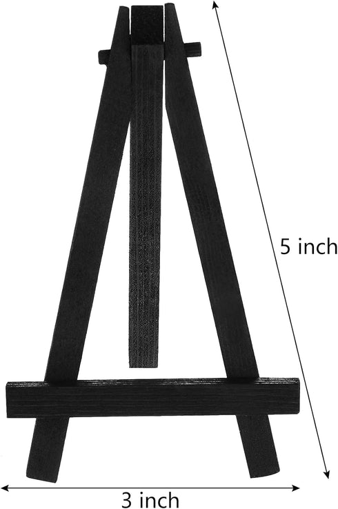 12 Pieces 5 Inch Mini Wood Display Easel, Holder for Small Canvases, Cards, Photos, Notices, etc. (Black)...