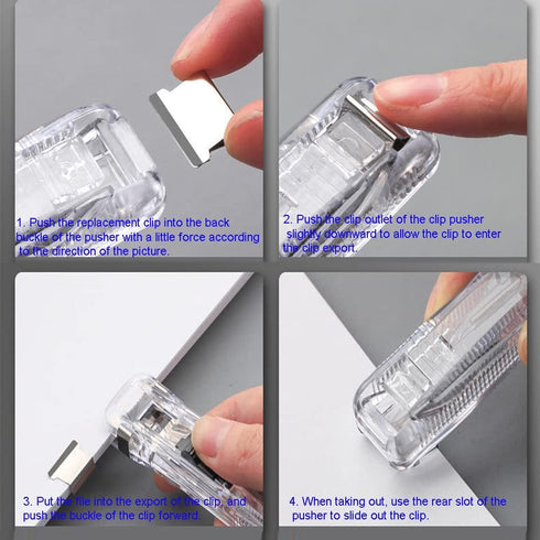 1 Piece Portable Transparent Plastic Handheld Paper Clam Dispenser Paper Clipper with 50 Metal Refill Clips for School Office...