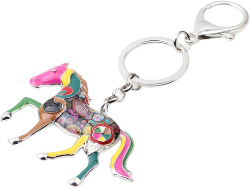 BONSNY Enamel Metal Horse Key chains For Women Girls Gifts Car Purse Animal Pendant Charms...
