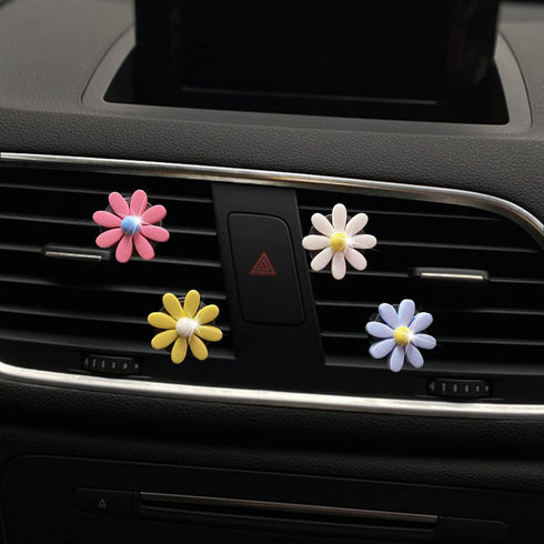 4Pcs Cute Daisies Car Clip, Flowers Car Air Fresheners Vent Clips Charm Air Vent Accessories Cute Car Decor Automotive Interior Trim Car Decoratio...
