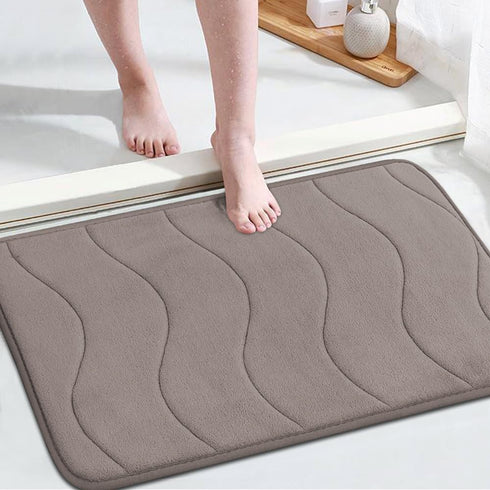 Flamingo P Bathroom Mat Memory Foam Bath Rug Non Slip Shower Mats,24x17,Taupe...
