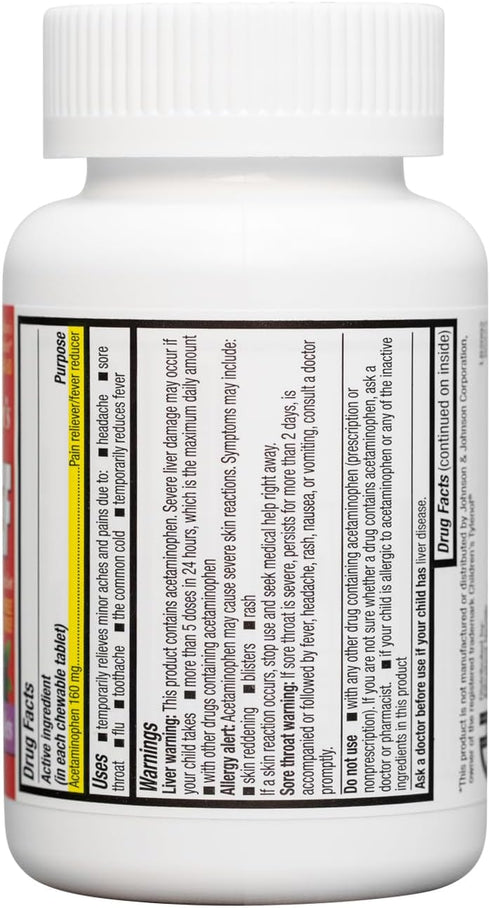HealthA2Z® Children's Chewable Pain Relief | Acetaminophen 160mg | 60 Chewable Tablets | Grape Flavor Chewables | Aspirin & Ibuprofen Free...