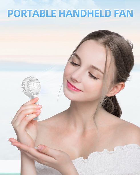 Mini Handheld Fan, Small Portable Fan USB Rechargeable, 3 Speeds, Personal Fan USB Rechargeable Cute Design, Powerful Eyelash Fan for Stylish Girl...