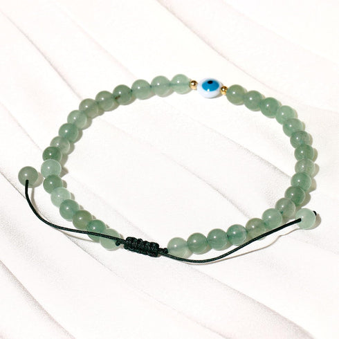 Simple Adjustable Green Aventurine Beaded Anklet Protection Amulet Ankle Bracelets for Women Wealth and Prosperity Handmade Evil Eye Jewelry Boho ...