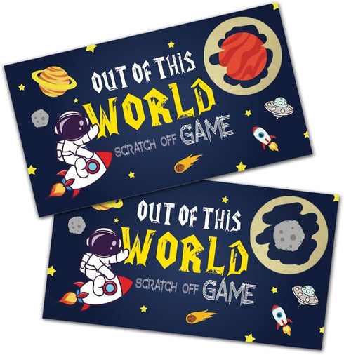 Space Theme Party Scratch Off Game Cards?32 PCS?Baby Shower Games Vouchers Festive Raffle Tickets Class Reunion Scratch Off Game Cards Christmas T...