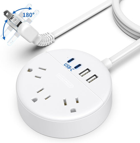 2 Prong Power Strip with USB-C, NTONPOWER 1875W/15A 2 Prong to 3 Prong Outlet Adapter, 2 Prong Extension Cord 5 Ft,3 Outlets 4 USB, Wall Mount, Po...