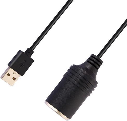 USB A Male to 12V Socket Female Cable Adapter-Black (10.5ft)...