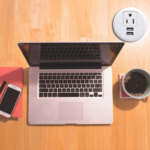 Maggie Desktop Power Grommet,2inch Hole Table Power Grommet Outlet with 2 USB Charging Ports,6.5ft Extension Cord Desk Power Strip with 1 Outlets ...