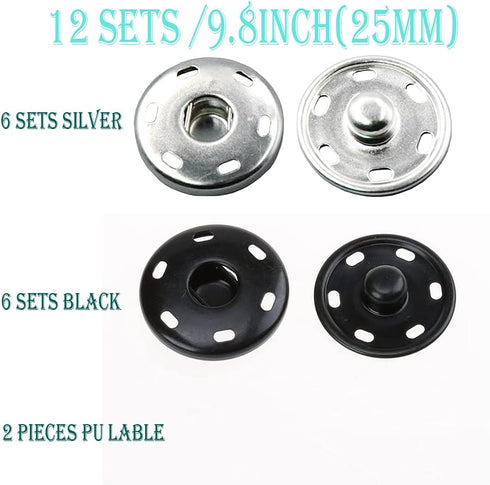 JOSDIOX Large Snaps for Sewing Big Sew on Snap Large Buttons 12 Sets Big Metal Snap Fastener Buttons Press Button for Sewing Clothing Silvery and ...