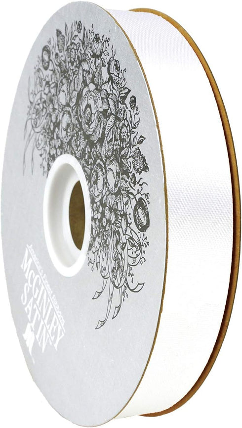 McGinley Mills 7/8" W Acetate Satin Ribbon, White, 100 Yard Spool...
