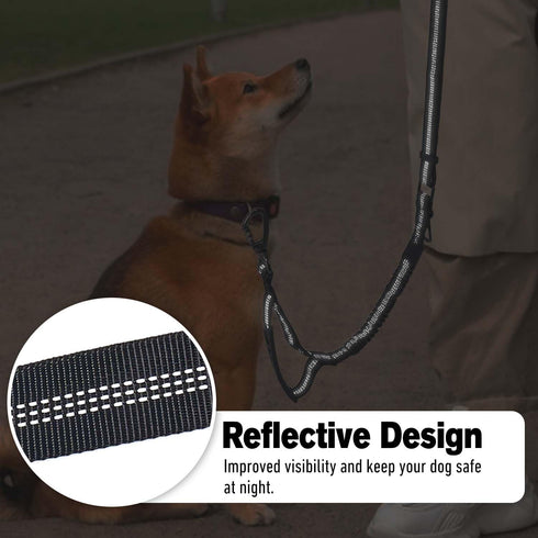 Tactical Dog Leash,Reflective Training Dog Leash,Adjustable Heavy Duty Dog Leash with 2 Control Padded Handle Strong No Pull Bungee Dog Leashes wi...