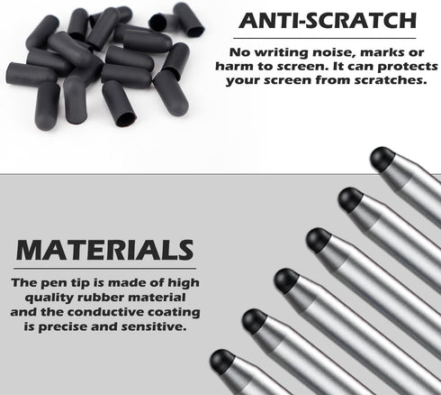 20Pcs Replacement Tips Silicone Rubber Touch Screen Pens Tips for Touch Pen (9 * 20mm)...