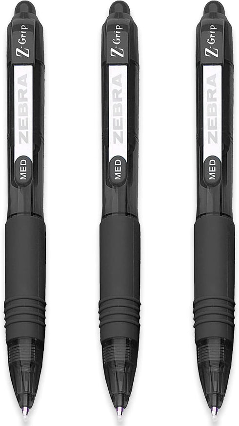 Zebra Z-Grip Smooth Mini Retractable Ballpoint Pens - 1.0mm - Black - Pack of 3...