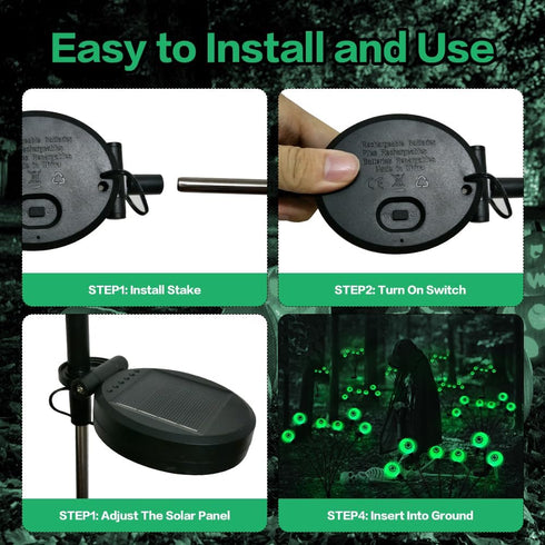 Halloween Decorations Outdoor Solar Scary Eyeball Lights,2PACKS 12LED Green Eyeball Swaying Firefly Lights,Waterproof Solar Halloween Path Lights ...