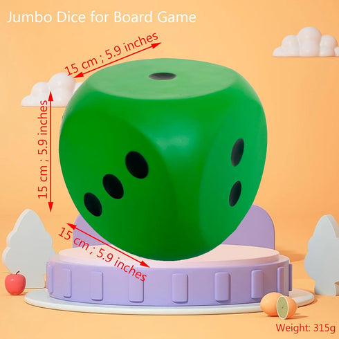 Giant 5.9 Inches Kawaii Foam Dice: A Fun-Filled, Educational Toy for Game Nights and Learning Sessions (Lucky Green)...