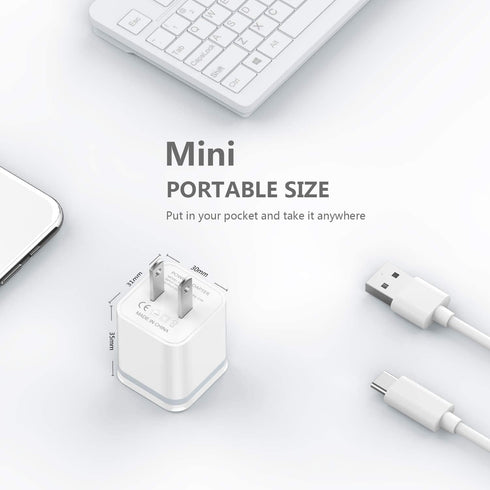 USB Wall Charger, LUOATIP 3-Pack 2.1A/5V Dual Port USB Cube Power Adapter Charger Plug Block Charging Box Brick for iPhone 13 12 11 Pro Max SE XS ...