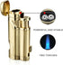 Cigar Torch Lighter with Punch Butane Refillable Lighters 2 Jet Flame Torch Strong Windproof Without Gas (Gold)...