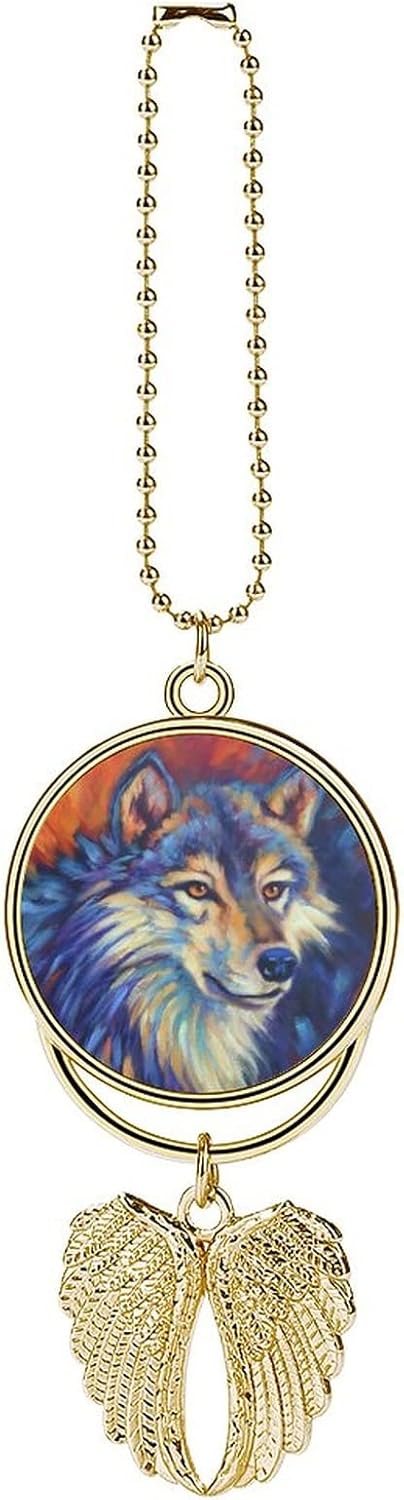 Wolf Car Pendant, Angel Wings Car Pendant, Car Rear View Mirror Hanging Accessories, Christmas Decorations...